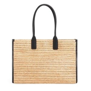 WALTER BAKER Delaney Tote Black and Tan Raffia Woven Bag